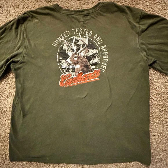 Carhartt Men's Green and Khaki Shirt Men size XL Has some wear Work/outdoor top - Picture 11 of 16